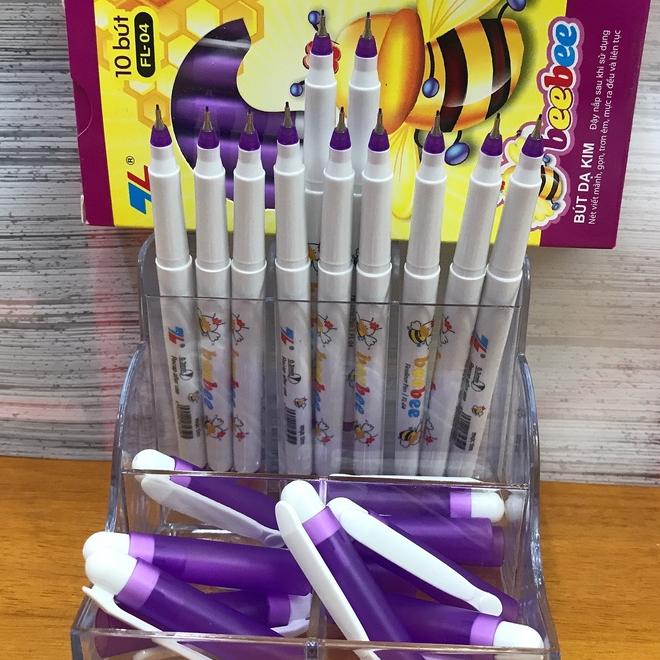 Hộp 10 cây Bút lông kim Beebee FL-04 Ngòi 0.3mm mực tím