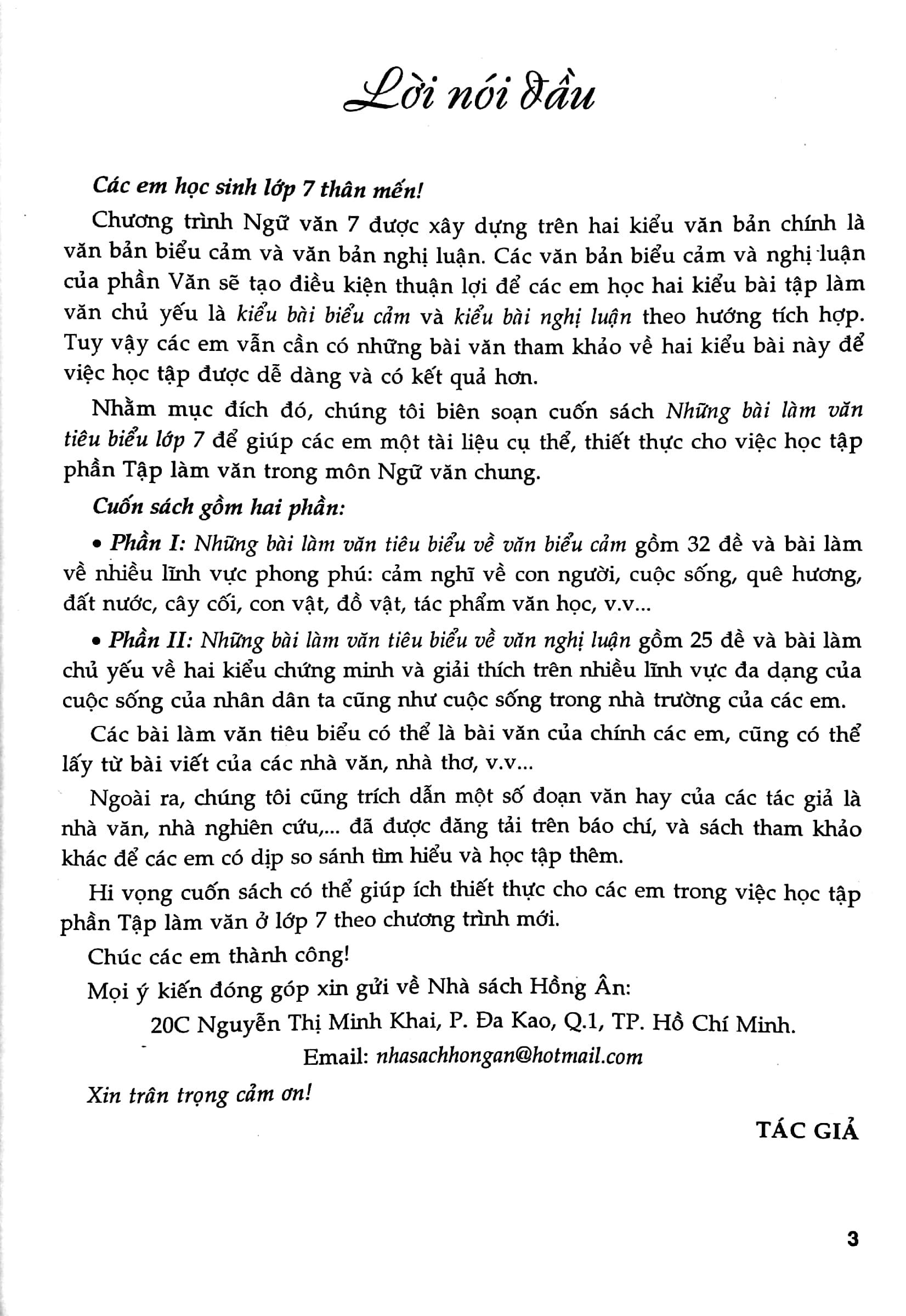 Những Bài Văn Tiêu Biểu Lớp 7