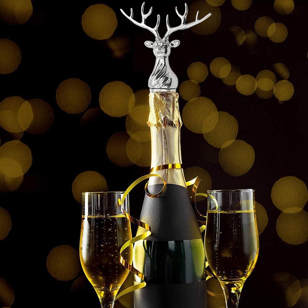 Nút Bịt Chai Hình Đầu Hươu - Nút Bịt Chai Rượu, Nút Tiết Kiệm Rượu Có Thể Tái Sử Dụng Mới Lạ, Nút Nút Nút Rượu Sâm Banh Giáng Sinh Để Niêm Phong Rượu Đã Mở