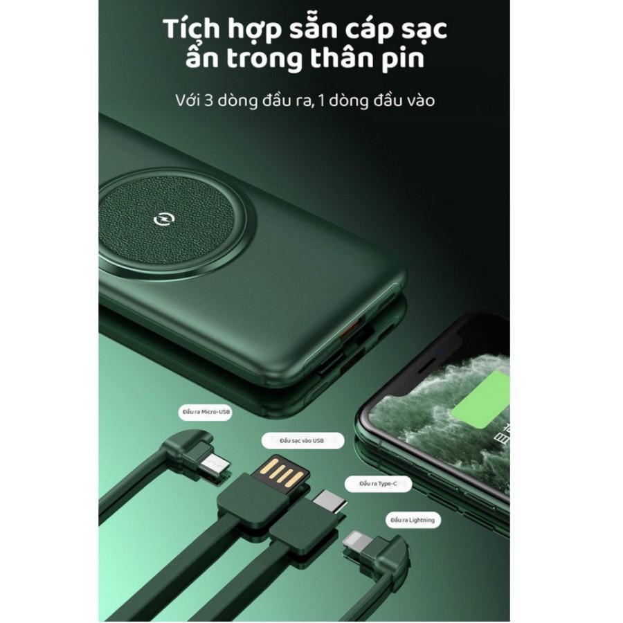 Pin sạc dự phòng sạc nhanh không dây tích hợp nhiều cáp sạc P1 GreenPower 20.000mAh thế hệ mới 2021 - AsiaMart