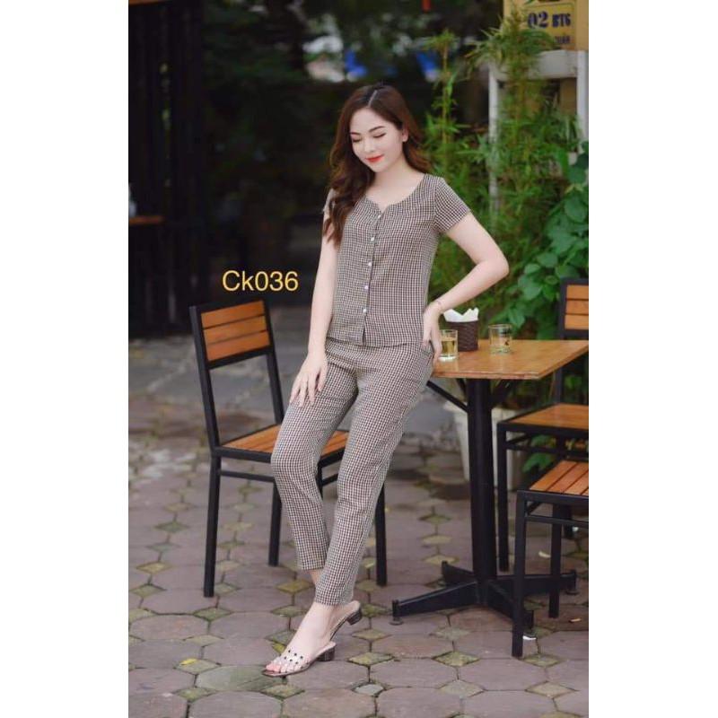 Set đồ bộ mặc nhà cổ v đũi hàn mềm mịn