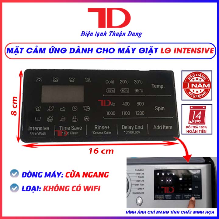 Mặt phím cảm ứng dành cho máy giặt L G cửa ngang, Mặt phím bấm cảm ứng, Mặt hiển thị điều khiển hàng chính hãng - Điện Lạnh Thuận Dung