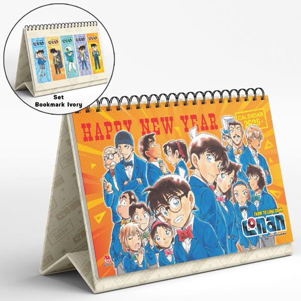 Lịch Để Bàn Thám Tử Lừng Danh Conan 2025 - Tặng Kèm Set Bookmark Ivory