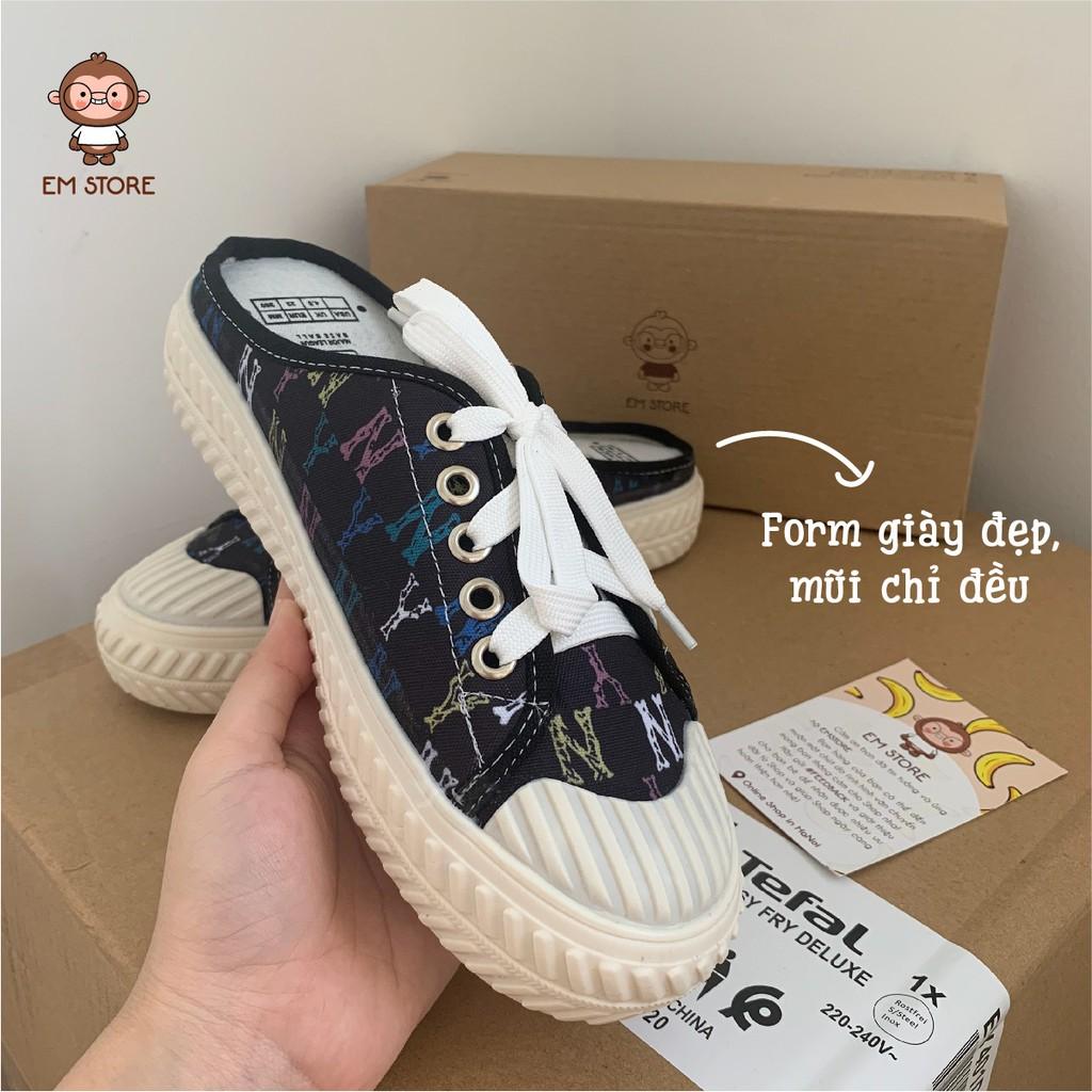 GIÀY SNEAKER EM HOME NỮ HỞ GÓT NHIỀU MÀU NY CÁ TÍNH IN CHỮ THÂN GIÀY THOÁNG MÁT DỄ PHỐI ĐỒ ĐI HỌC ĐI CHƠI