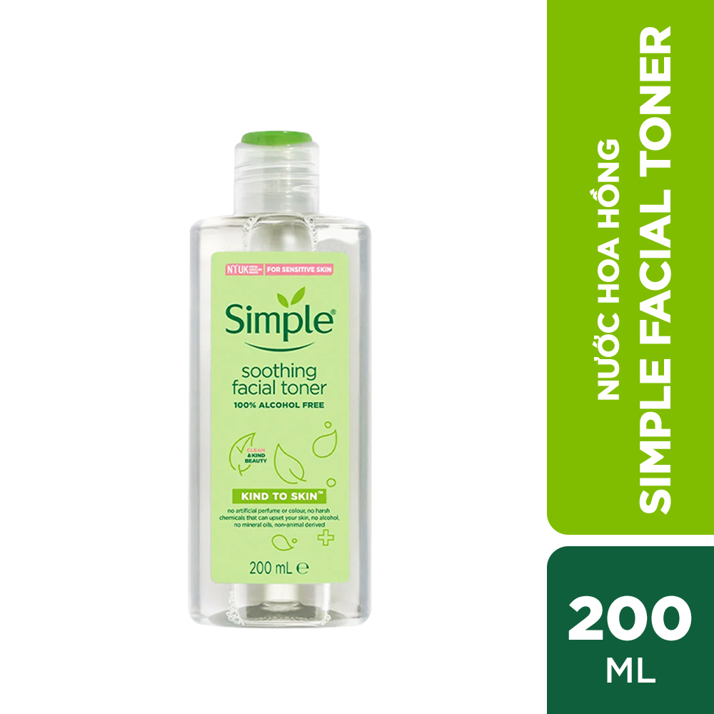 Bộ làm sạch và cân bằng da da Simple: Nước hoa hồng Soothing Toner 200ml + Nước Tẩy Trang Simple Micellar Water 200ml