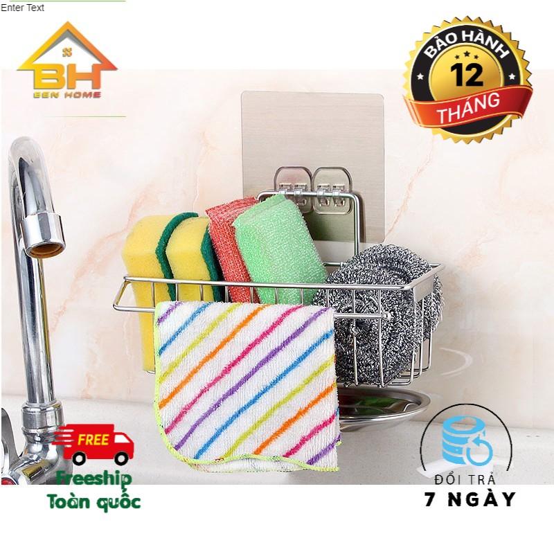 GIỎ INOX TREO BỒN RỬA CHÉN CÓ KHAY HỨNG, giá treo dẻ rửa bát cạnh vòi rửa