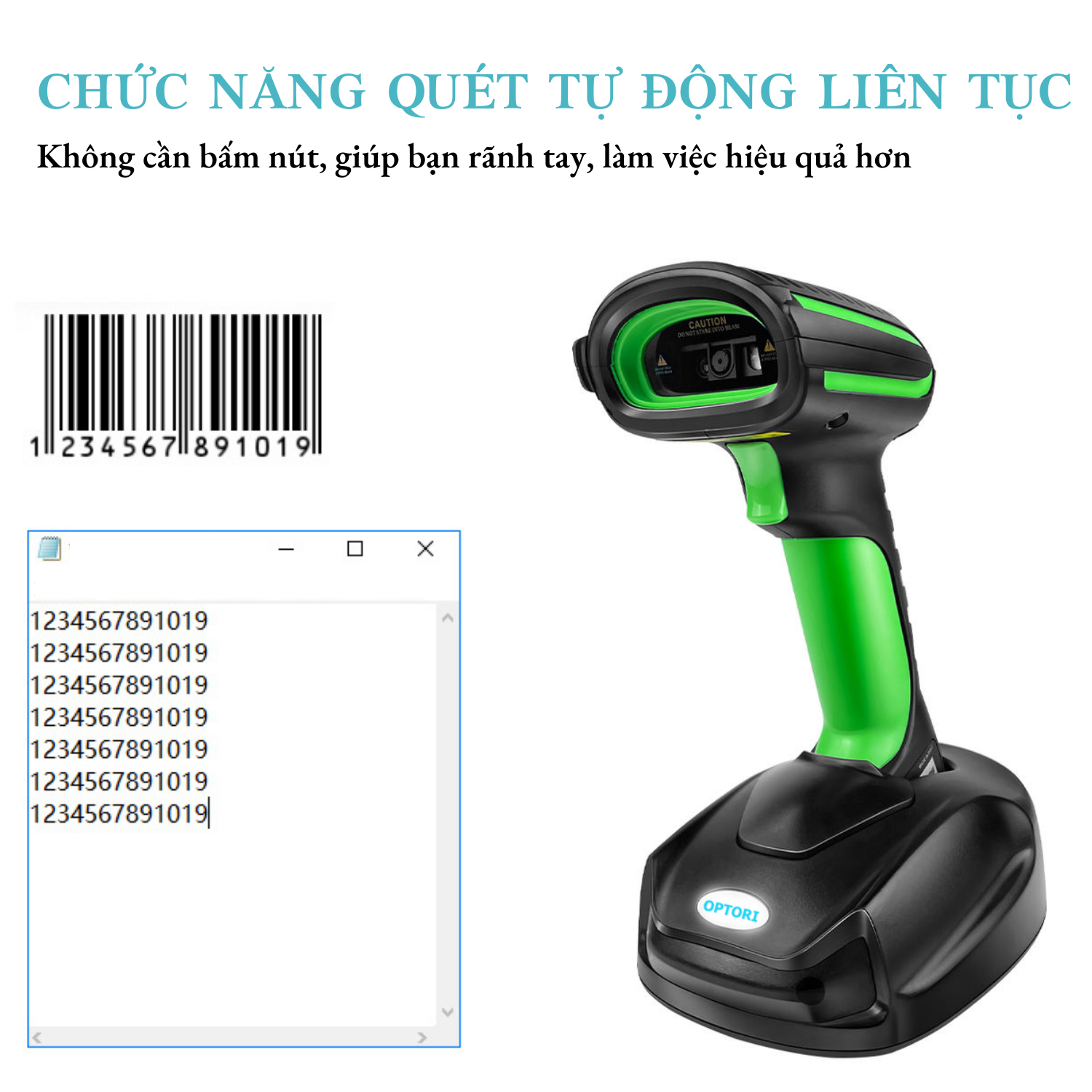 Máy đọc DPM code không dây – Máy quét mã vạch Bluetooth – Máy đọc được mã vạch siêu nhỏ - OPI3601 ( Hàng chính hãng)