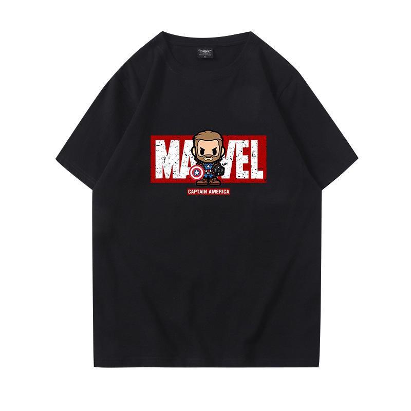 Áo thun siêu anh hùng Marvel 1 tay lỡ form rộng unisex nam nữ