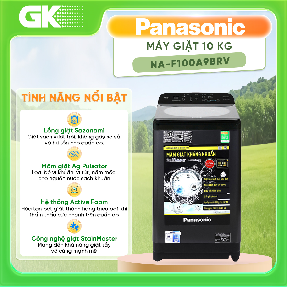 NA-F100A9BRV - Máy Giặt Cửa Trên Panasonic NA-F100A9BRV - Hàng Chính Hãng - Chỉ Giao Hồ Chí Minh