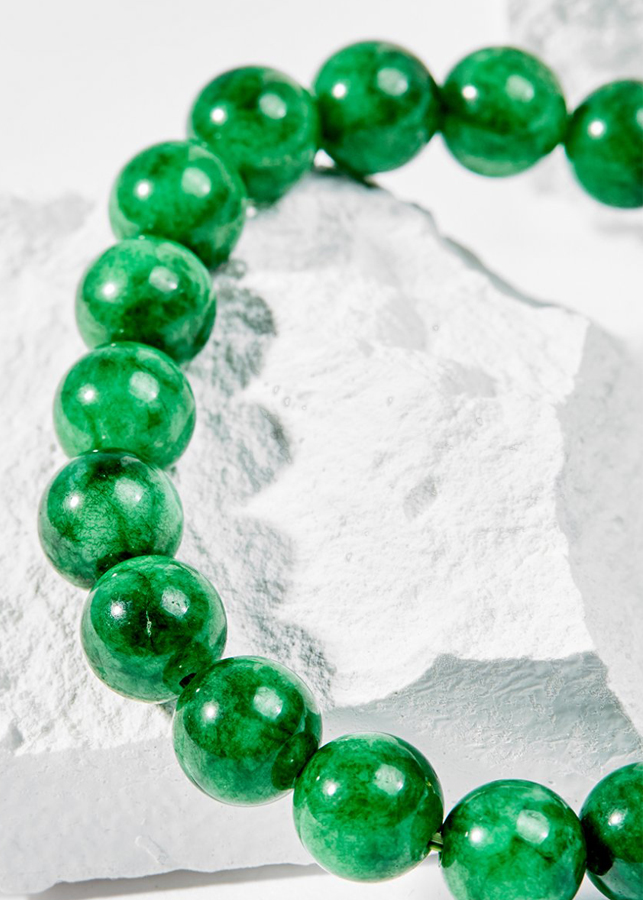 Vòng Tay Phong Thủy Nữ Đá Cẩm Thạch Sơn Thủy Phối Charm Tuổi Dần Bạc Mạ Vàng 24K Mệnh Mộc, Hỏa Ngọc Quý Gemstones