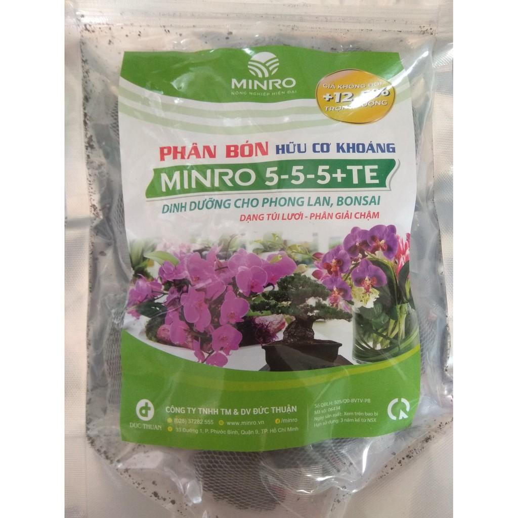 Phân bón hữu cơ khoáng MINRO 5-5-5+TE dinh dưỡng cho hoa lan, bonsai - gói 36 túi