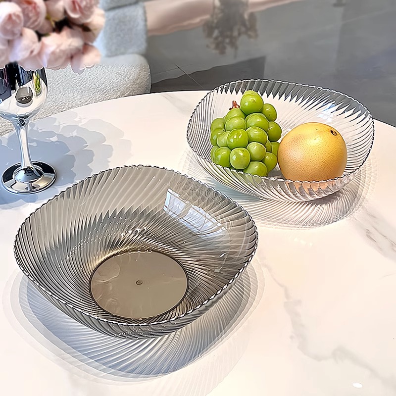 Đĩa Đựng Hoa Qủa, Khay Đựng Trái Cây, Bánh Kẹo Đa Năng Chất Liệu Nhựa PET Vân Sóng Sang Trọng