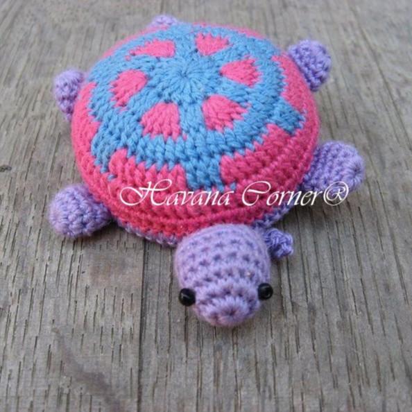 Thước dây móc len hình rùa dài 1,5m dùng đo đồ đạc, may mặc - Crochet turtle tape measure