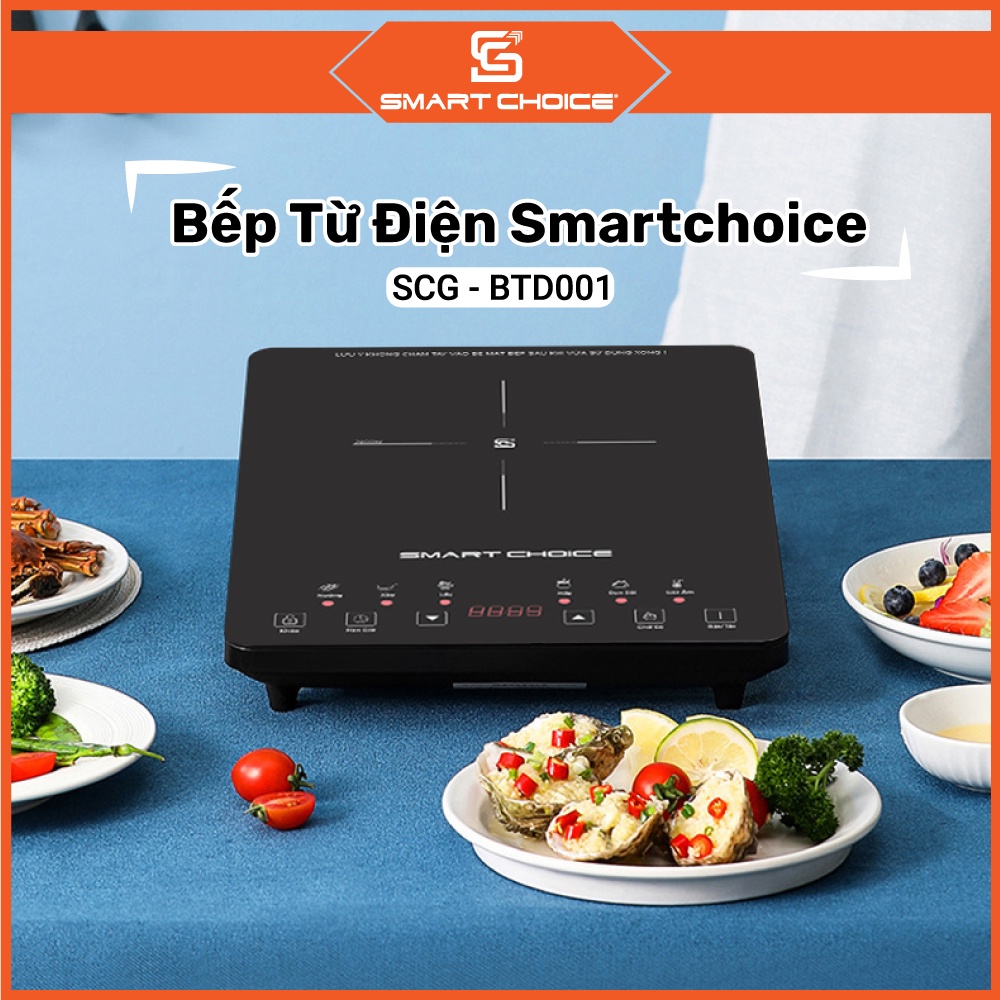 Bếp Từ Mặt Kính Cường Lực SMARTCHOICE, Bếp Điện Từ Kính Ceramic Chịu Lực Với 9 Chế Độ Cài Sẵn, Bếp Từ Đơn Công Suất 2000W, Hẹn Giờ 180 Phút - Bảo Hành Chính Hãng 18 tháng