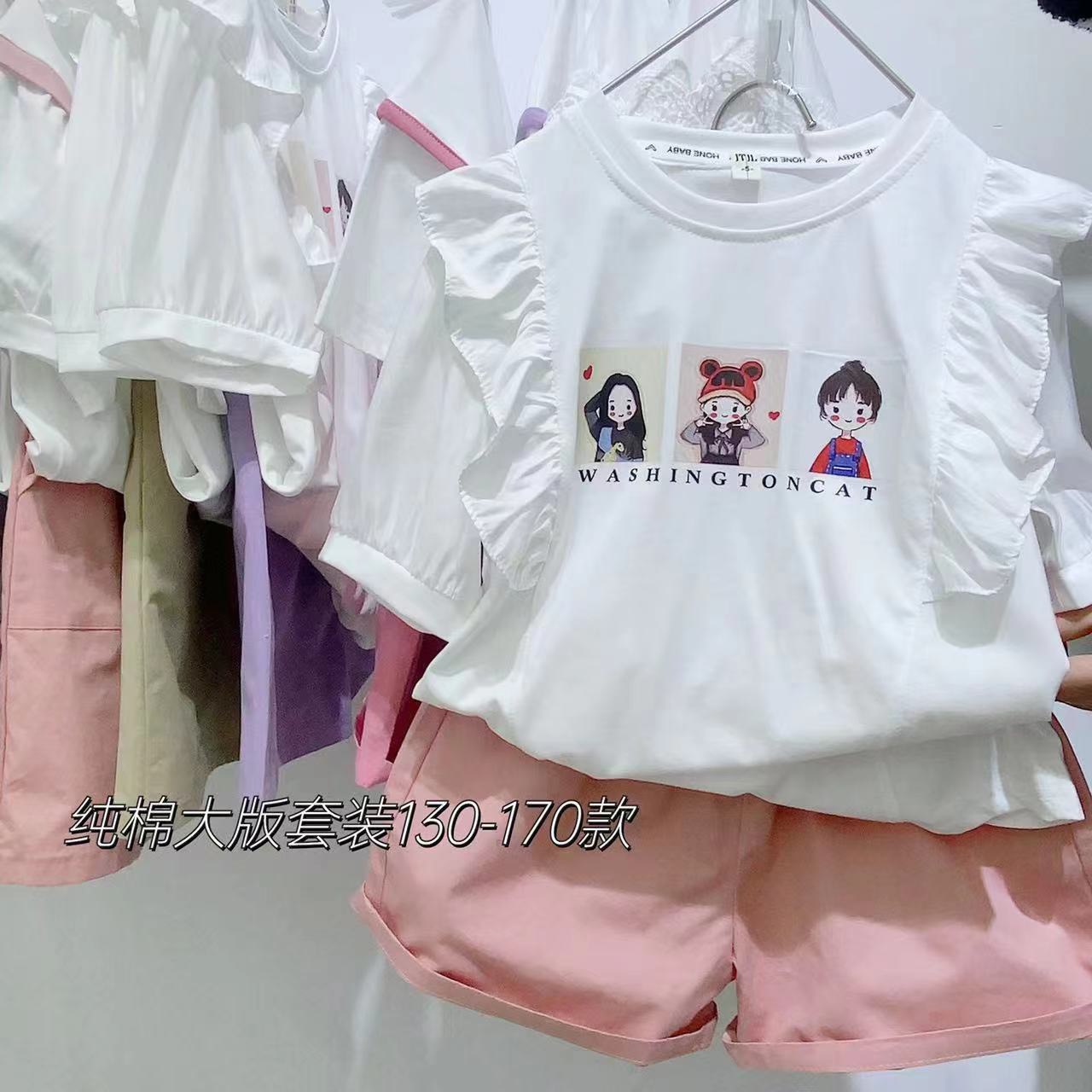 Bộ cộc tay bé gái size đại, Bộ sành điệu cho bé 7-16 tuổi in hình 3 em bé cao cấp kiểu dáng thời trang