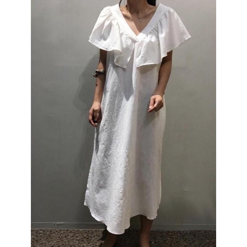 đầm Linen bèo vai sang trọng