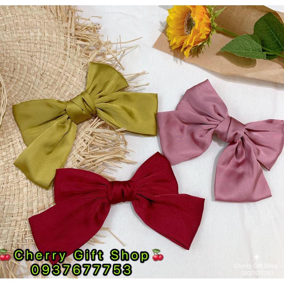 Kẹp Tóc Gắn Nơ Thắt Ruy Băng Vải Chiffon và Satin Mềm Mại Cỡ Lớn Kiểu Dáng Cổ Điển Cho Nữ