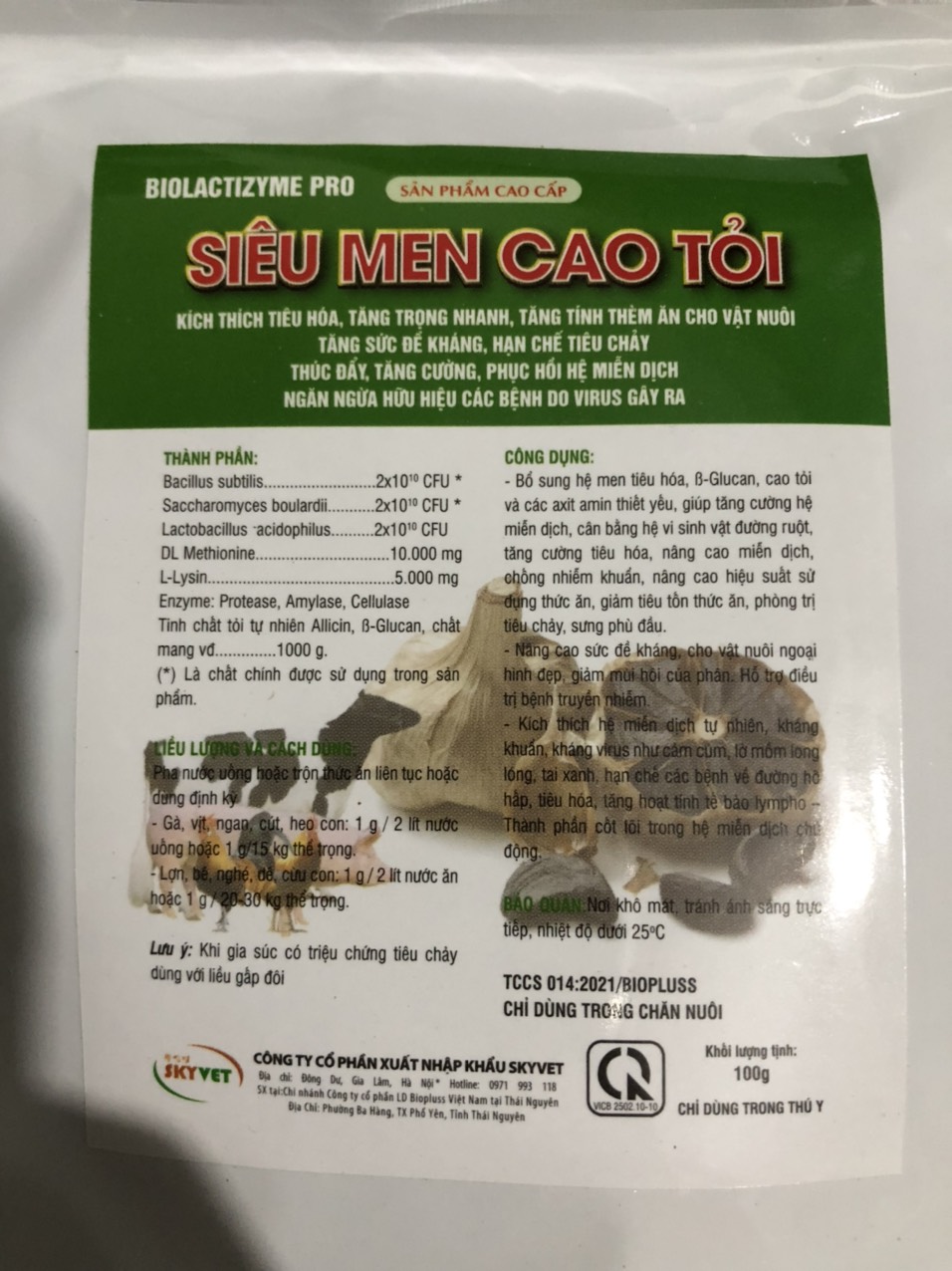 Thuốc thú y, Siêu men cao tỏi (100g-Skyvet) dùng cho chó, mèo, gia súc, gia cầm