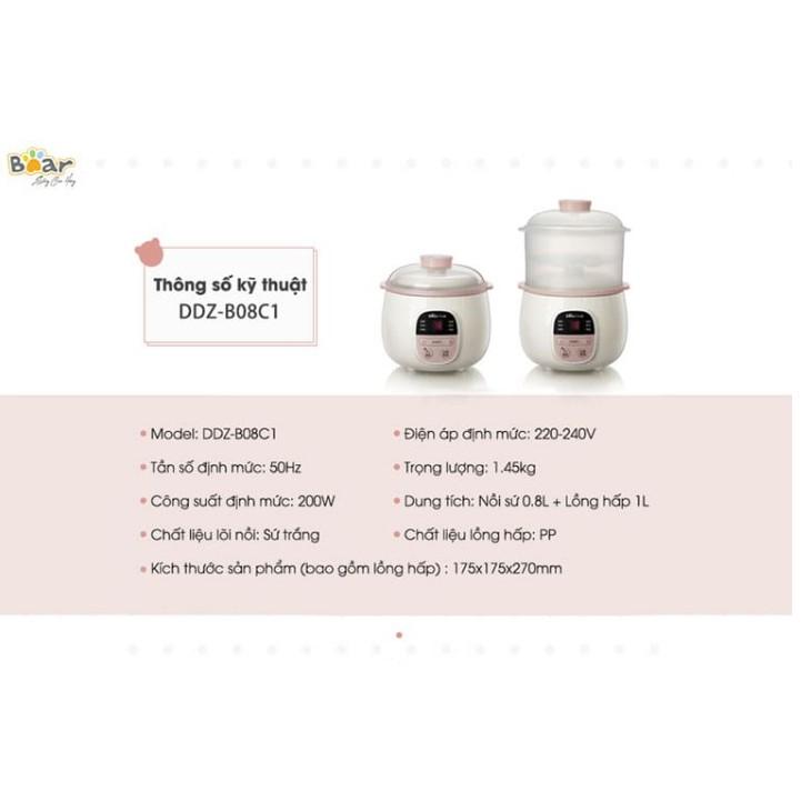 Nồi nấu chậm đa năng 0.8L kèm lồng hấp Model: DDZ -B08C1