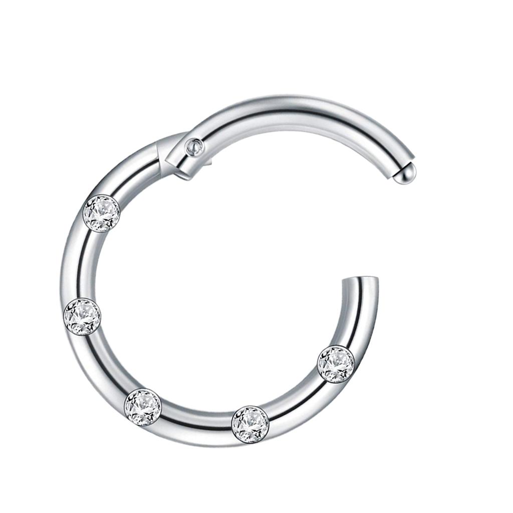 2 Pieces Seamless Hinged Nose Ring with Rhinestone Body Jewelry 16G 1.2x8mm