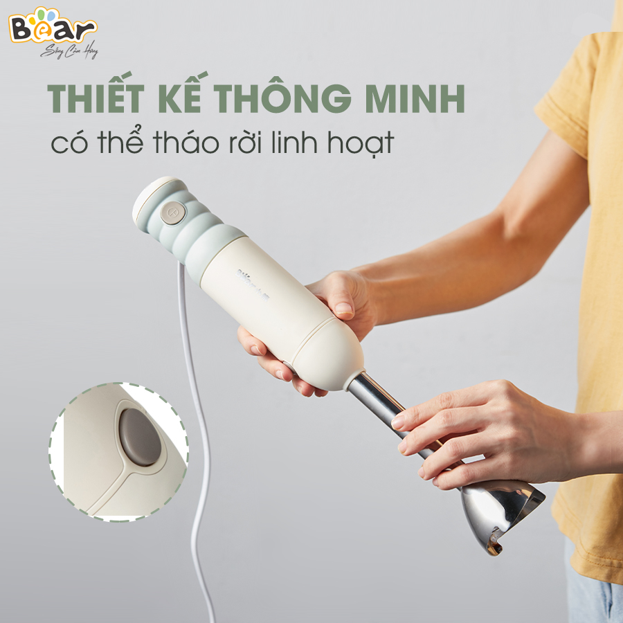 Bộ Máy Xay Bear Đa Năng Xay Ăn Dặm, Xay Cháo, Xay tỏi ớt, Đánh Trứng Cầm Tay Tiện Lợi - JBQ-B50E1