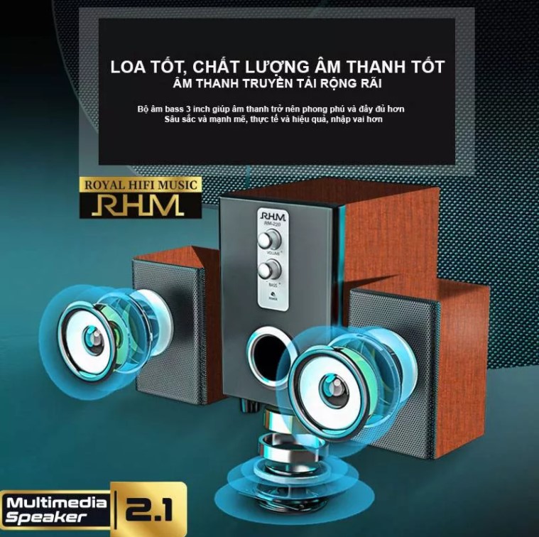 Loa máy tính 2.1 có bluetooth RHM-RM220BT - Hàng chính hãng