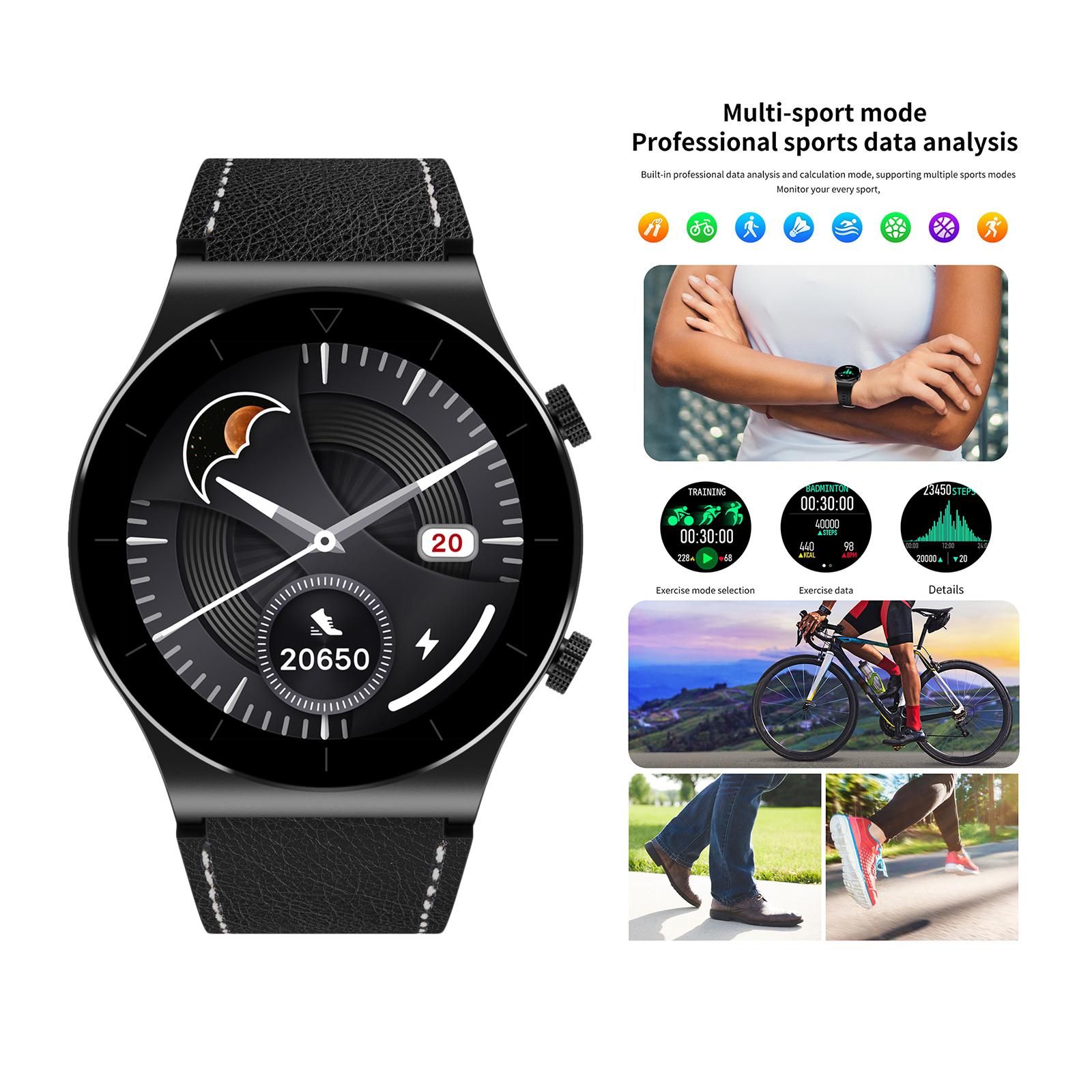 Fashion Business Music Sports Men Smartwatch Waterproof Bluetooth Call Fitness Tracker,Long Battery