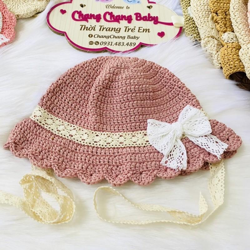 Nón handmade màu hồng pastel cho bé gái