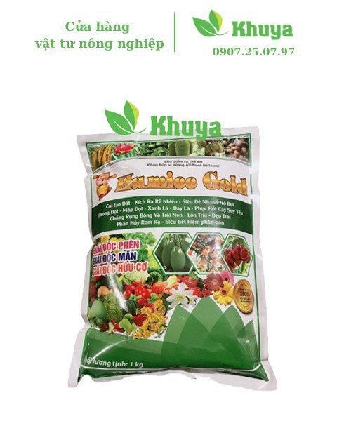 Phân bón vi lượng Humic Gold 1kg Cải tạo đất - Ra rễ - Lớn trái - Phân hủy rơm rạ