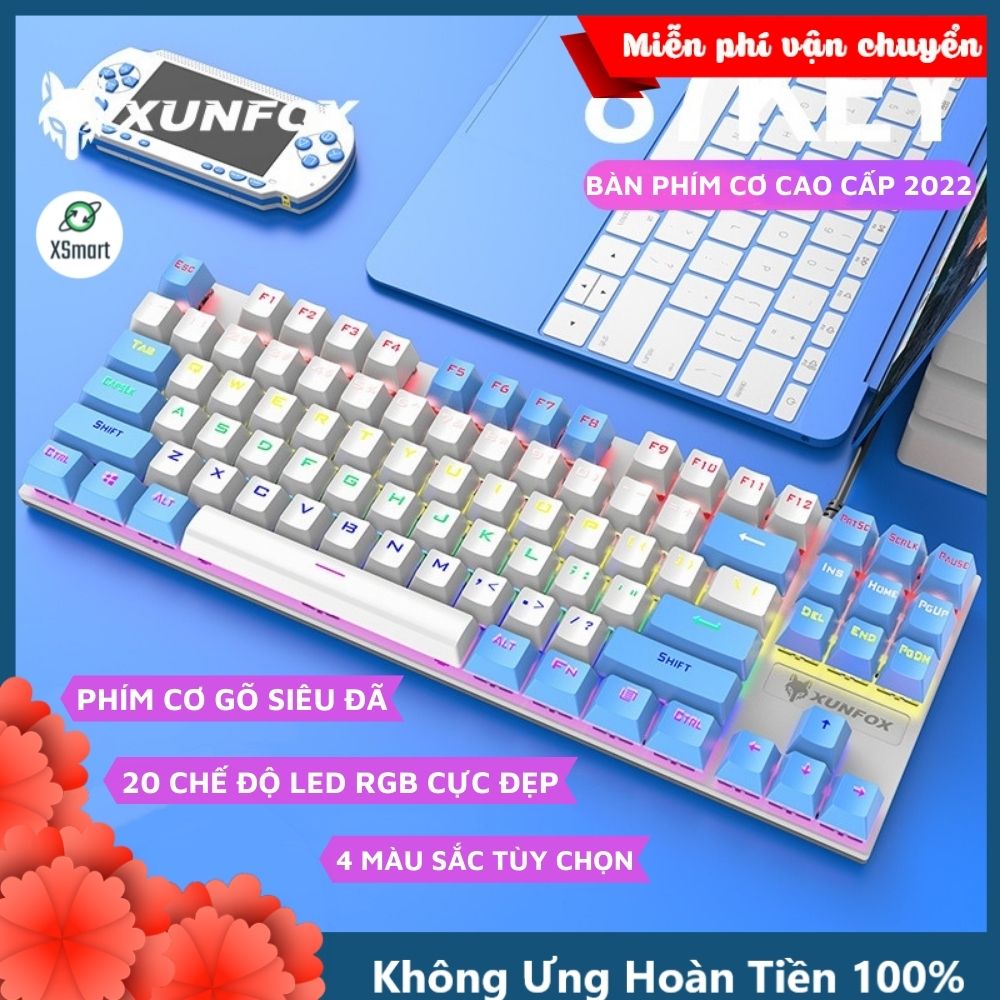 Bàn Phím Cơ Gaming K80 LED RGB 20 Chế Độ Nháy Cực Đẹp, Phím CƠ Gõ Siêu Đã, Thiết Kế Nhỏ Gọn Dùng Cho Máy Tính, Laptop - Hàng Chính Hãng