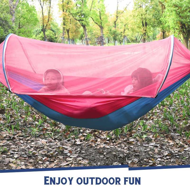 2 người 2 Loa Di Động Ngoài Trời Lưới Chống Muỗi 260x150cm Võng Dù Cắm Trại Treo Ngủ Đầm Đôi Ghế Treo giường