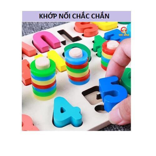 Bộ Giáo Cụ Montessori Bảng Cột Tính Học Đếm Số Và Ghép Chữ Cái Tiếng Anh In Hoa Nổi Bằng Gỗ ( Ảnh Thật) - Hàng Loại 1