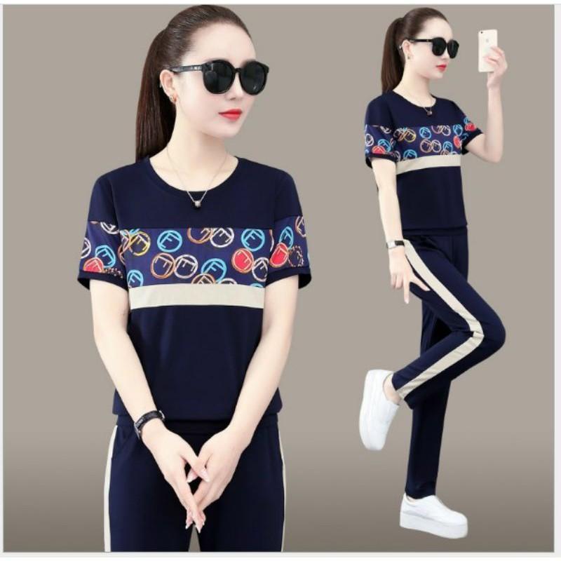 Sét đồ bộ nữ thời trang phối 3D họa tiết độc đáo cao cấp