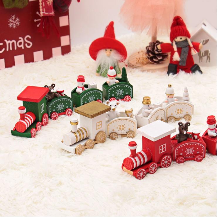 Đoàn tàu Giáng sinh bằng gỗ cho các bạn trang trí Noel, quà tặng, DIY