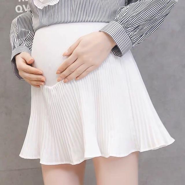 Chân váy ngắn xếp li mùa hè cho bà bầuhàng quảng châuảnh thật.