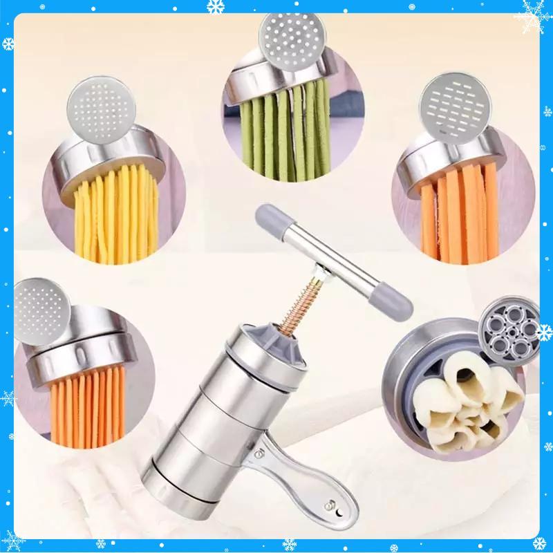 Máy Làm Bún Tươi, Mì, Bánh Canh Tại Nhà 5 Đầu Inox Tiện Dụng Tặng kèm dụng cụ đánh trứng - Hàng Chất Lượng
