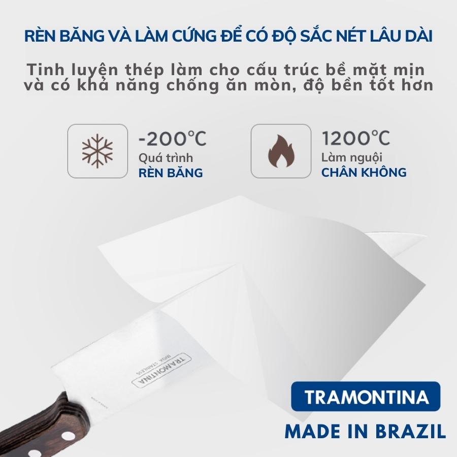 Bộ Dao Nhà Bếp Tramontina PLENUS 6 Dao Bếp Kèm Khối Gỗ Thép Không Gỉ Cán Nhựa Đen Nhập Khẩu Chính Hãng Brazil