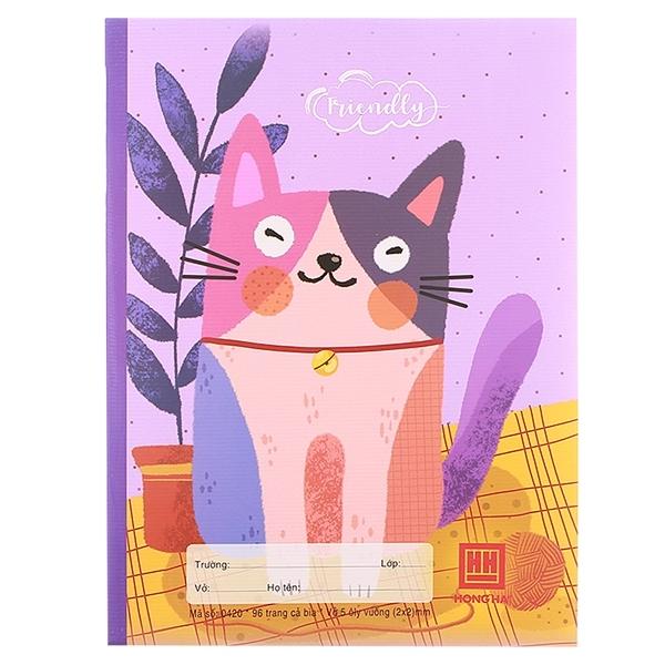 Combo 5 Vở Class Friendly Animal - 5 Ô Ly 96 Trang ĐL 100g/m2 - Hồng Hà 0420 (Mẫu Màu Giao Ngẫu Nhiên)