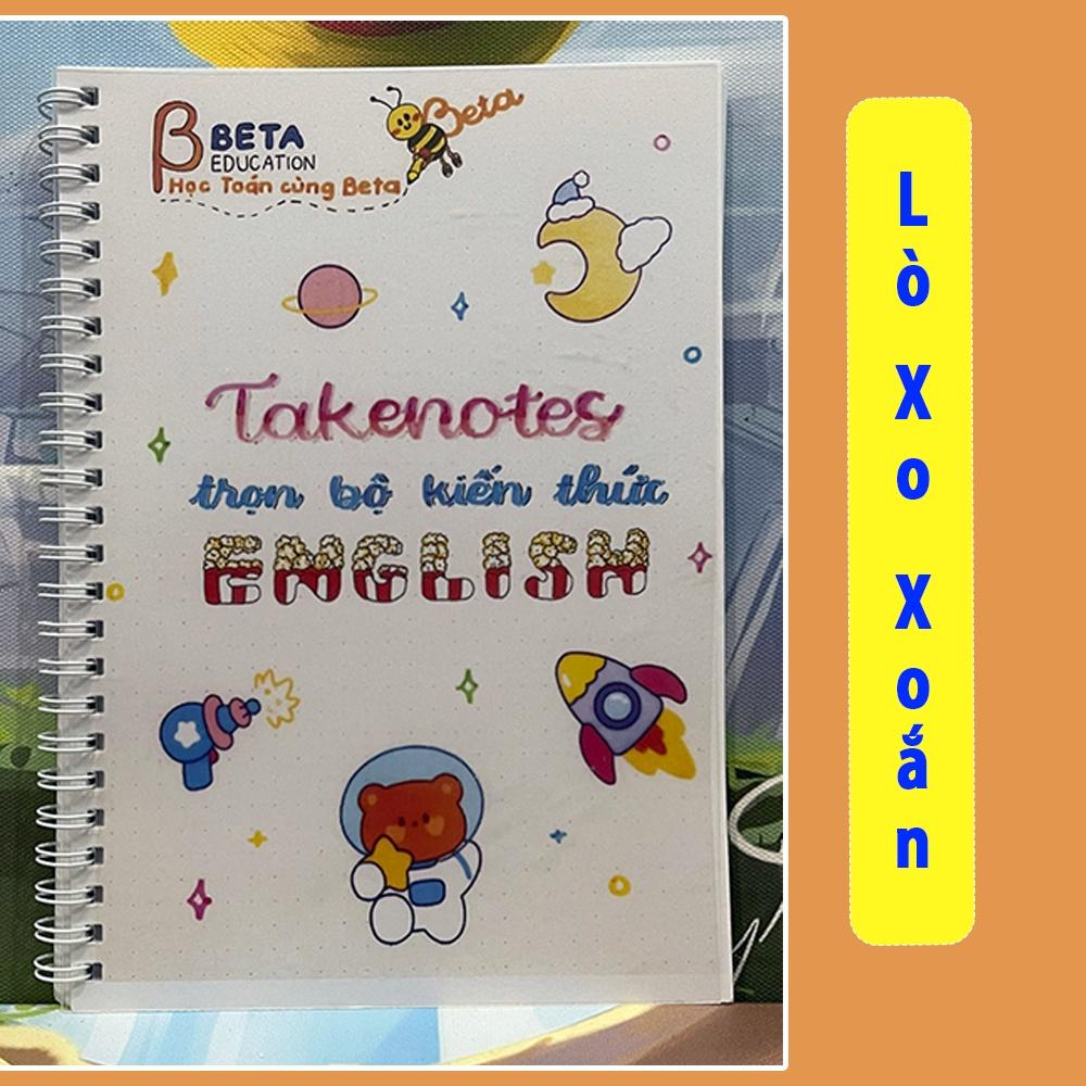 Sổ takenote VĂN 7 còng sắt binder, Sổ giấy trang trí sticker văn 7, sổ tay ghi chú do takenotebeta thiết kế