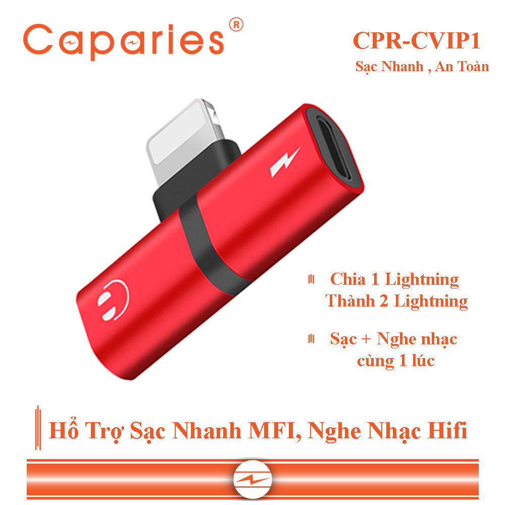 Jack Chuyển Đổi 1 Lightning thành 2 Đầu Lightning CAPARIES CVIP1 chuyển- Hàng Chính Hãng