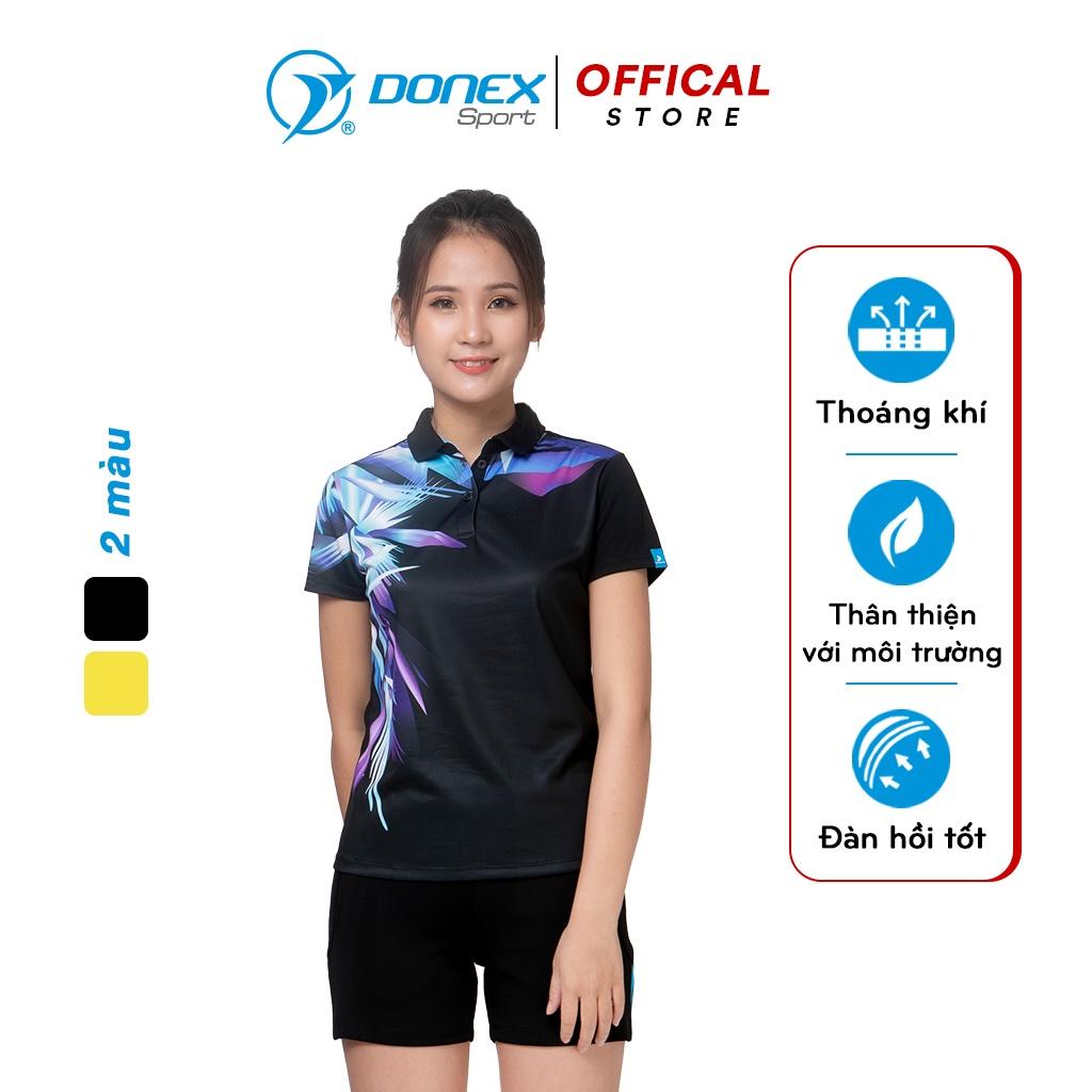 Áo Thể Thao Nữ DONEXPRO Áo In Họa Tiết Tia Sáng 3D, Quần Thun 2 Túi Bên Sườn, Form Regular FIT Ôm Vừa AC-3388