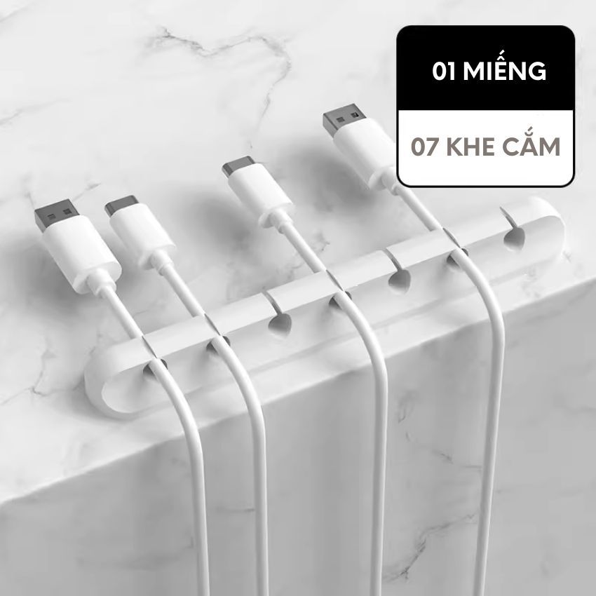 Phụ kiện giữ dây cáp sạc Giá Silicon mini cố định dây cáp sạc cho các thiết bị điện tử trên bàn làm việc - Hàng Chính Hãng