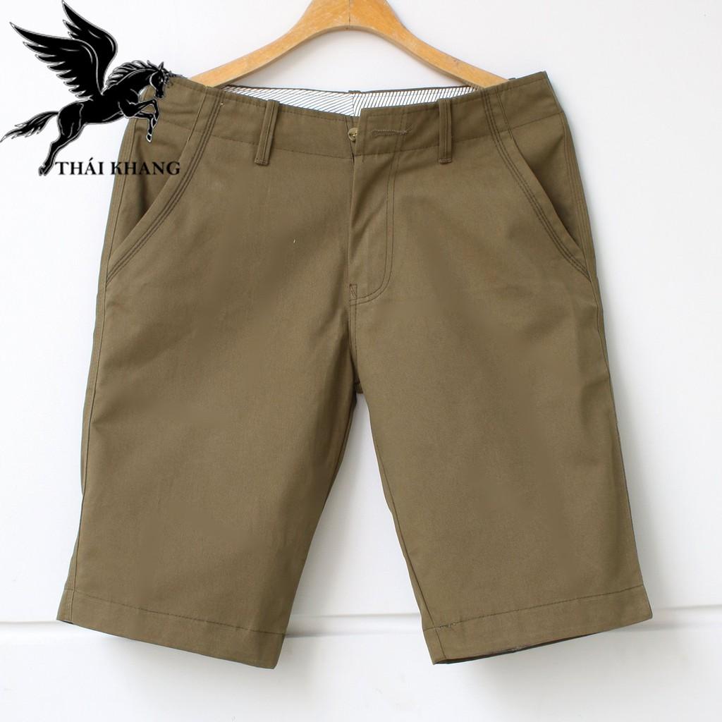 Quần short kaki nam vải đẹp cotton dày mặc mát loại quần short dây kéo