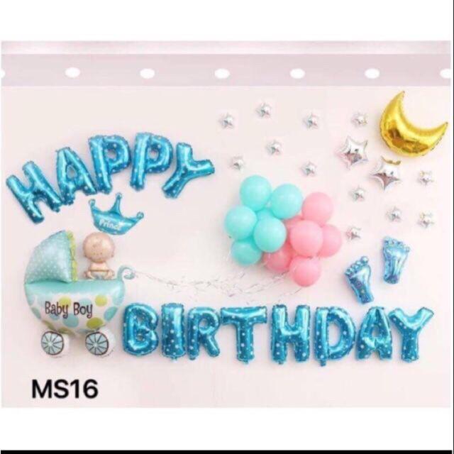 Set happy birthday , xe nôi, hình sao vỏ bóng