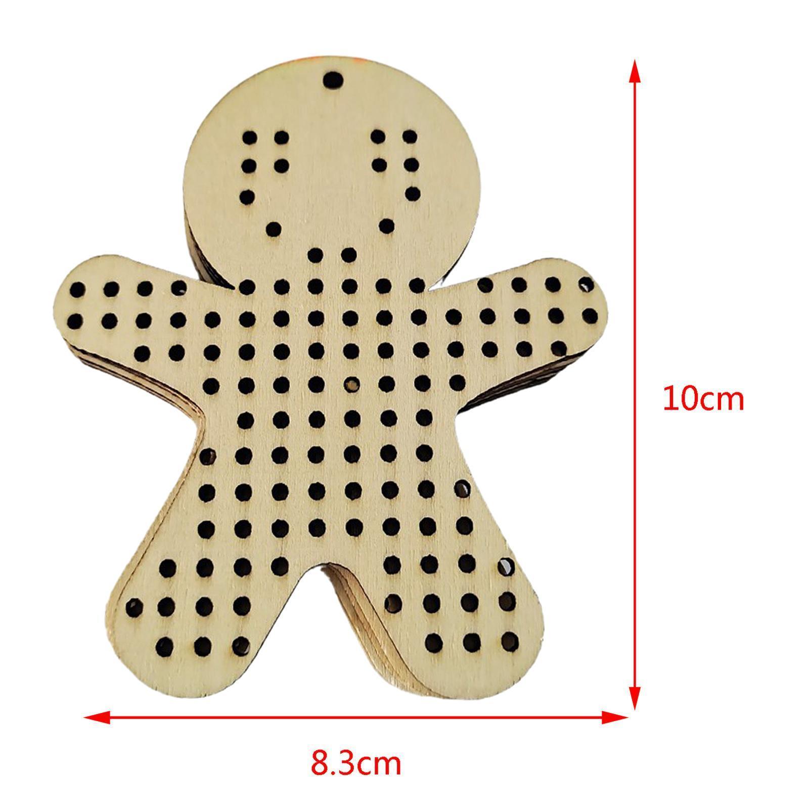 12Pcs Cross Stitch Pendant Blank Wood Shapes for Handmade Embroidery Style 1