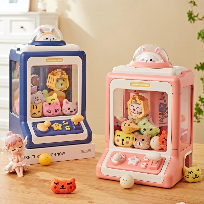 Máy Gắp Thú Mini Rabbit Claw Machine Kích Thước Lớn Kèm 10 Thú Bông,10 Bóng.Có Nhạc,Đèn lung linh - Quà tặng phát triển kỹ năng cho bé