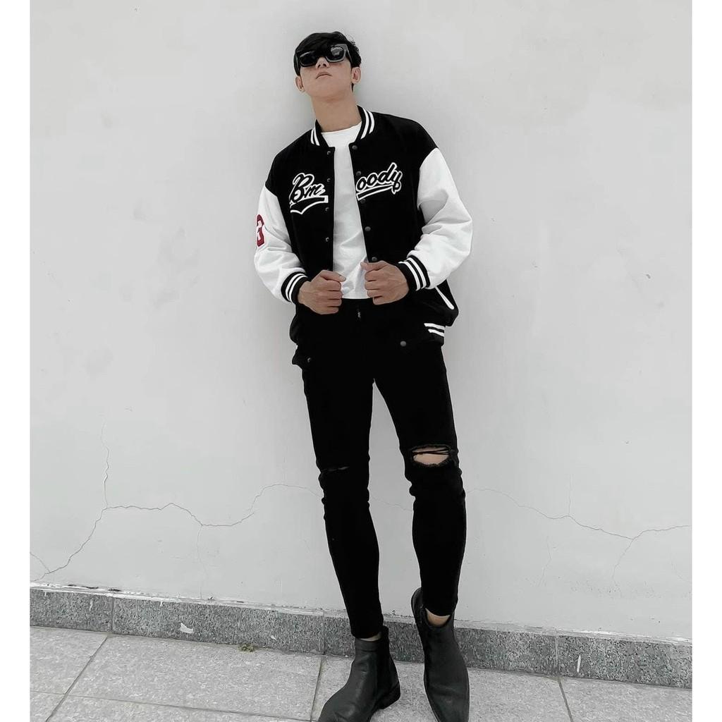 Hình ảnh Áo khoác bomber dù BMOODY Unisex ulzzang nam nữ 2 lớp Jacket Bomber, Áo Khoác Jacket Bombers Siêu Hot 2 Màu Classs