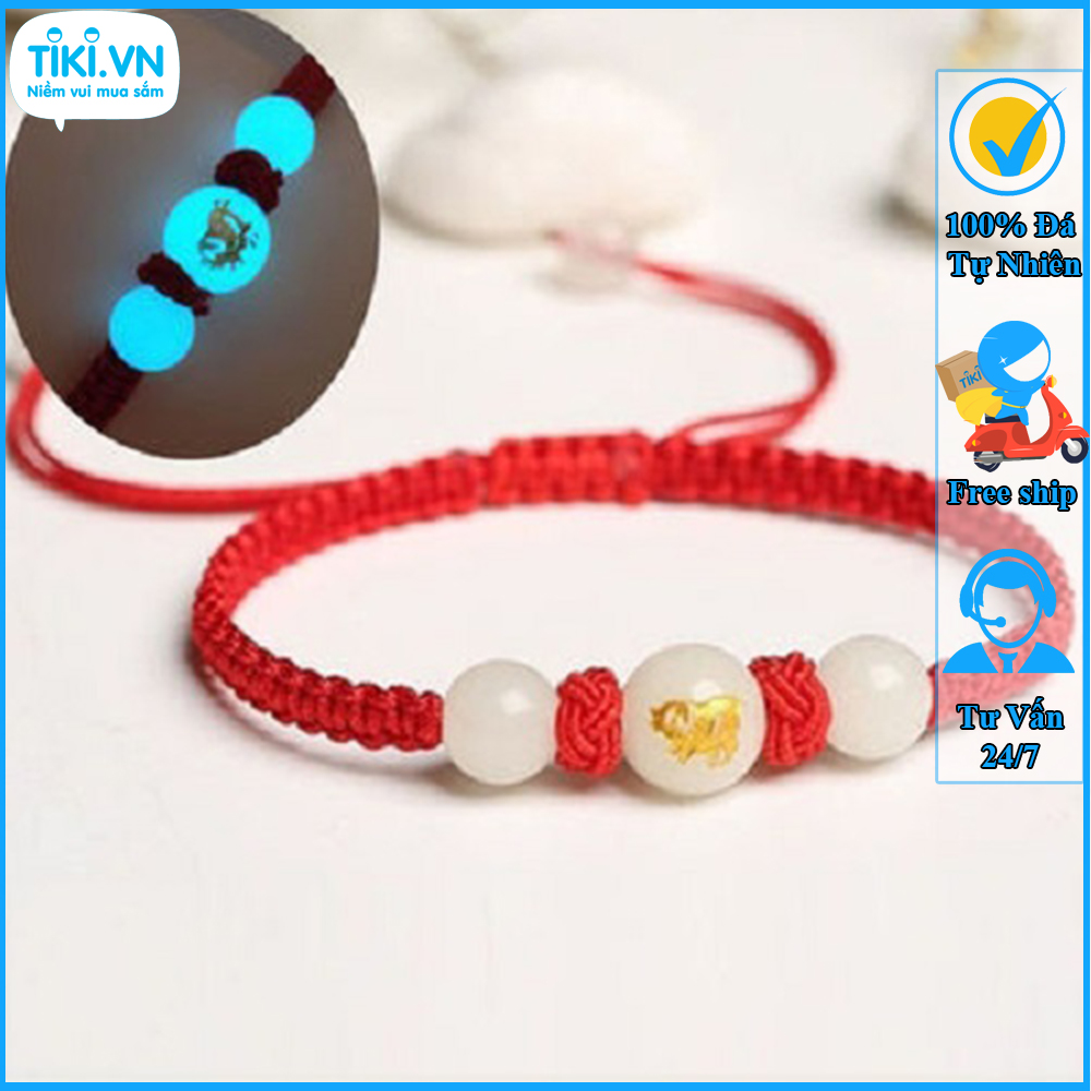 Vòng tết chỉ đỏ con giáp tuổi hợi - Vòng tay đá hình con lợn - May mắn tài lộc