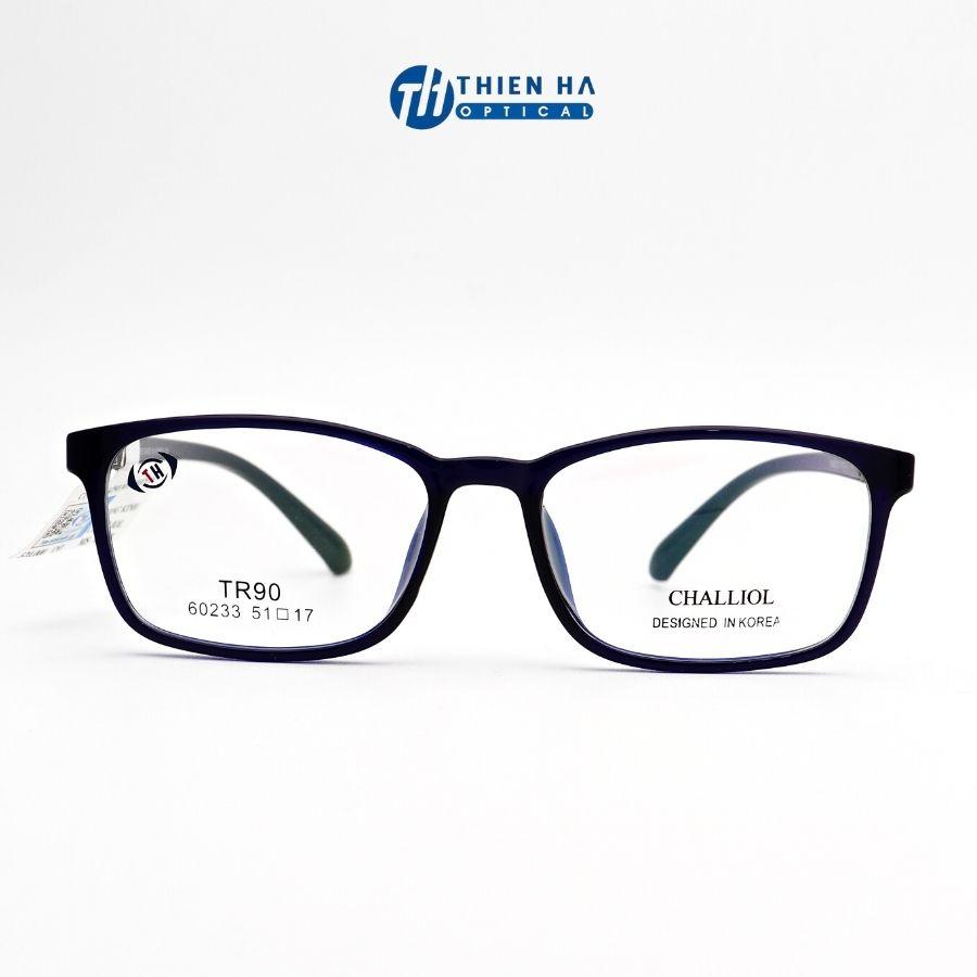 Gọng kính vuông THIÊN HÀ OPTICAL dáng vuông nhựa dẻo chắc chắn unisex phù hợp với cả độ cận cao, form nhỏ vừa TH60233