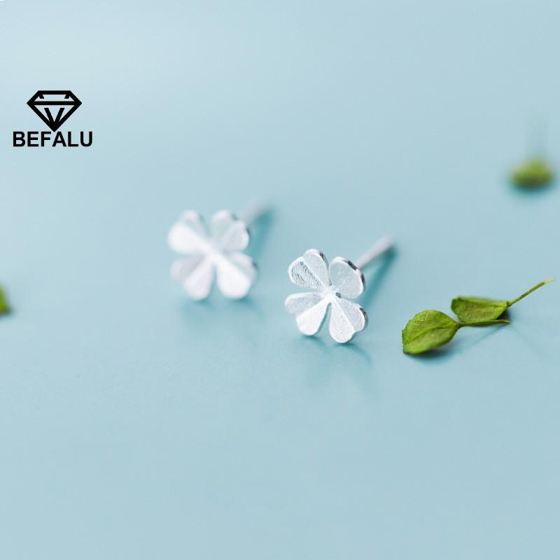 Khuyên Tai Nữ Bạc 925 Hình Cỏ 3 Lá BEFALU - BT02